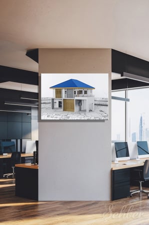 Yatay Tekli Kanvas Tablo Modern  Emlak Ofisi İnşaat Gyo Mimarlık Dubleks Ev 3D Render 2227