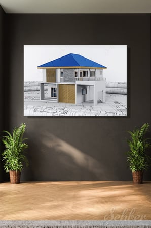 Yatay Tekli Kanvas Tablo Modern  Emlak Ofisi İnşaat Gyo Mimarlık Dubleks Ev 3D Render 2227