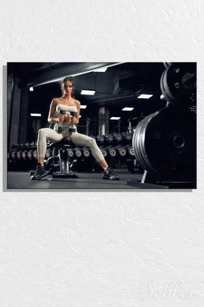 Kanvas Tablo Yatay Tekli Spor Salonu Fitness Eğitimi Egzersiz Yapan Kadın Fitness Motivasyonu 2236