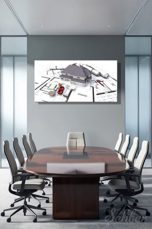 Panoramik Yatay Kanvas Tablo Tekli  Emlak Ofisi İnşaat Gyo Mimarlık 3D Render Ev Maketi 2240