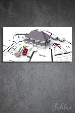 Panoramik Yatay Kanvas Tablo Tekli  Emlak Ofisi İnşaat Gyo Mimarlık 3D Render Ev Maketi 2240
