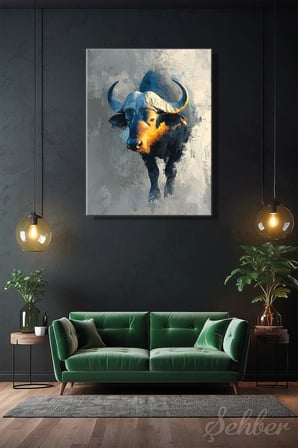 Dekoratif Dikey Kanvas Tablo Tekli Ev Kafe Ofis Tatsiana Ilyina African Buffalo 2250