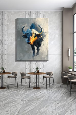 Dekoratif Dikey Kanvas Tablo Tekli Ev Kafe Ofis Tatsiana Ilyina African Buffalo 2250