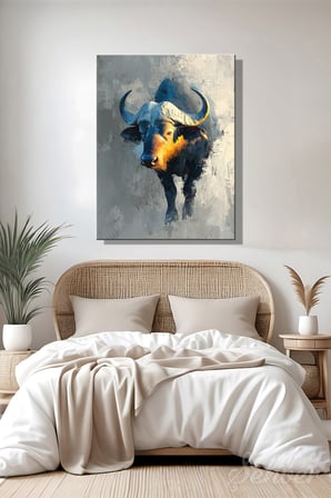 Dekoratif Dikey Kanvas Tablo Tekli Ev Kafe Ofis Tatsiana Ilyina African Buffalo 2250