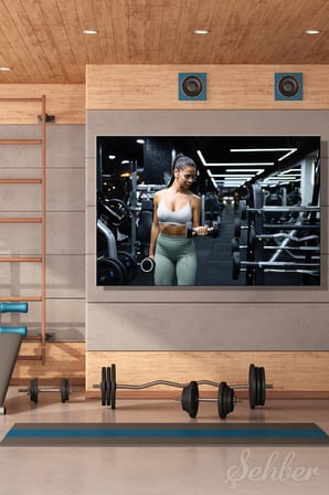 Yatay Kanvas Tablo Tekli Spor Salonu Fitness Eğitimi Dambıl Egzersizi Yapan Kadın 2263