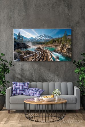 Panoramik Yatay Kanvas Tablo Tekli Ev Kafe Ofis Kaliforniya Hot Creek Jeolojik Alanı 2264