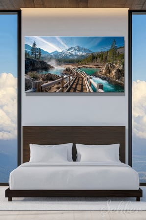 Panoramik Yatay Kanvas Tablo Tekli Ev Kafe Ofis Kaliforniya Hot Creek Jeolojik Alanı 2264