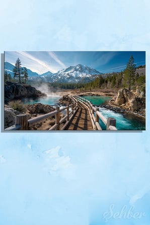 Panoramik Yatay Kanvas Tablo Tekli Ev Kafe Ofis Kaliforniya Hot Creek Jeolojik Alanı 2264