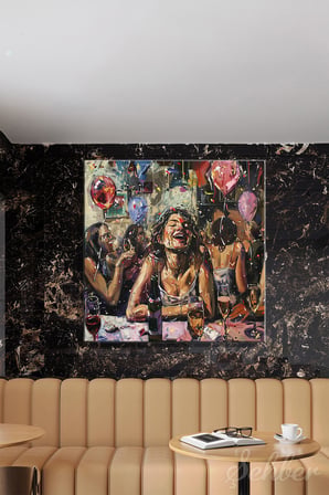 KareTekli Kanvas Tablo Modern Ev Kafe Ofis Yağlı Boya Efekt Enerjik Neşeli Kadın 2271