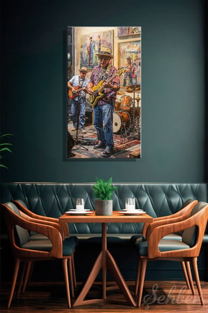 Panoramik Dikey Kanvas Tablo Tekli Ev Kafe Ofis New Orleans Tarzı Blues Müzik Grubu 2273