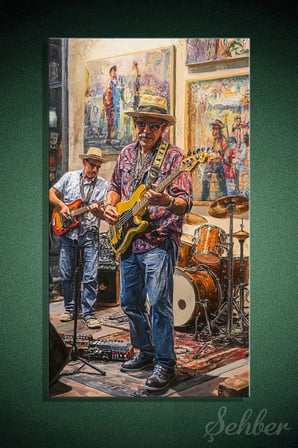 Panoramik Dikey Kanvas Tablo Tekli Ev Kafe Ofis New Orleans Tarzı Blues Müzik Grubu 2273