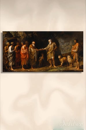Kanvas Tablo Panoramik Yatay Tekli Ev Kafe Ofis Salvator Rosa Demokritos ve Protagoras Tasviri 2276