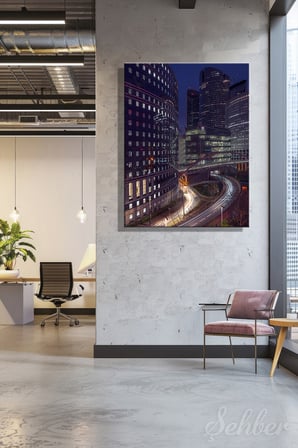 Dekoratif Dikey Kanvas Tablo Tekli Ev Kafe Ofis Paris La Defense Bölgesi Gece Manzarası 2285