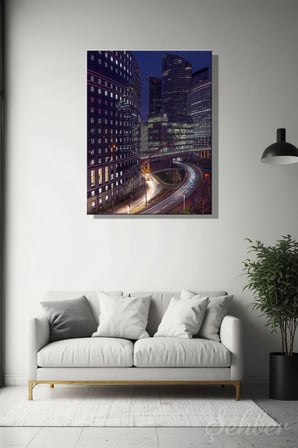 Dekoratif Dikey Kanvas Tablo Tekli Ev Kafe Ofis Paris La Defense Bölgesi Gece Manzarası 2285
