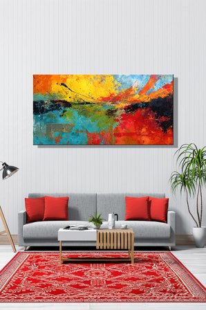 Panoramik Yatay Kanvas Tablo Tekli Ev Kafe Ofis C.Line 2018 Abstract Un Soyut Tablo 2286