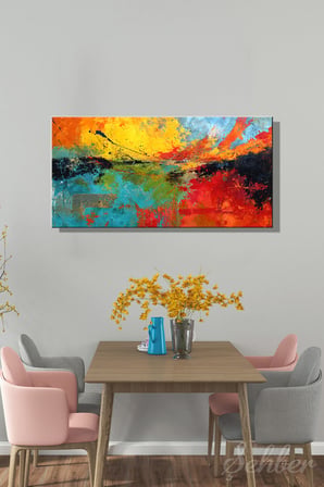 Panoramik Yatay Kanvas Tablo Tekli Ev Kafe Ofis C.Line 2018 Abstract Un Soyut Tablo 2286