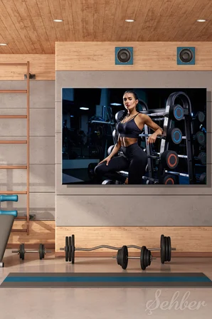Dekoratif Yatay Kanvas Tablo Tekli Spor Salonu Fitness Eğitimi Egzersiz Fitness Kıyafetli Kadın 2292
