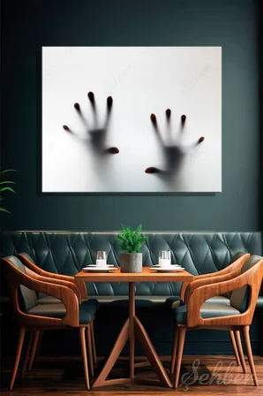 Yatay Kanvas Tablo Tekli Ev Kafe Ofis Michal Bednarek Fotoğraf Buzlu Cam Arkasında Eller 2297