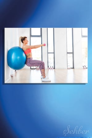 Yatay Tekli Kanvas Tablo Spor Salonu Fitness Eğitimi Egzersiz Plates Topu İle Squat 2310