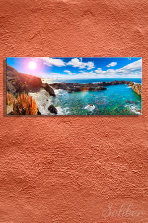 Panoramik Yatay Kanvas Tablo Tekli Ev Kafe Ofis Tenerife Adası Puerto de la Cruz Manzara 2314