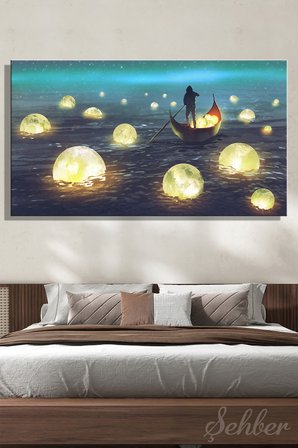Kanvas Tablo Panoramik Yatay Tekli Ev Kafe Ofis Tithi Luadthong  Dijital Sanat Ay Toplama 2315