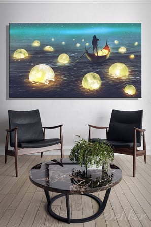 Kanvas Tablo Panoramik Yatay Tekli Ev Kafe Ofis Tithi Luadthong  Dijital Sanat Ay Toplama 2315