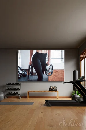 Kanvas Tablo Yatay Tekli Spor Salonu Fitness Egzersiz Ağırlık Plakaları İle Çalışan Kadın 2317