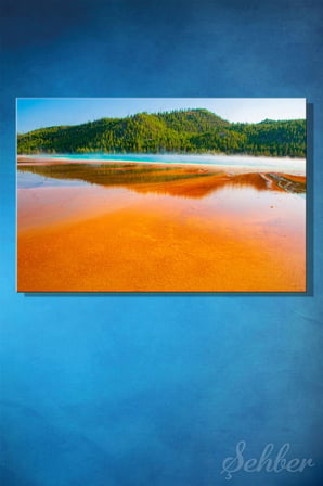 Yatay Kanvas Tablo Tekli Ev Kafe Ofis ABD Yellowstone Milli Parkı Grand Prismatic Spring 2321