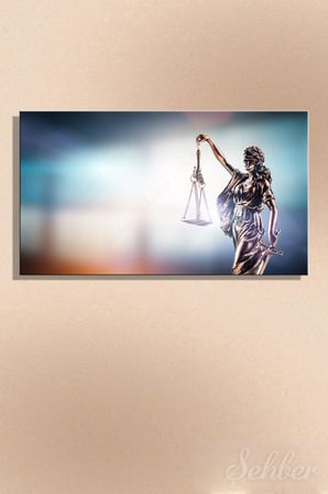 Kanvas Tablo Yatay Tekli  Avukat Hukuk Müşavirliği Baro Hukuk Sembolü Themis Heykeli 2325
