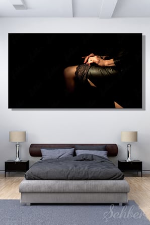 Panoramik Yatay Kanvas Tablo Tekli Ev Kafe Ofis Boudoir Temalı Çorap Giyen Kadın 2329
