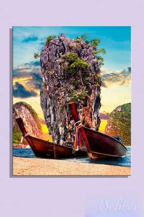 Yatay Kanvas Tablo Tekli Ev Kafe Ofis Carlos Castilla Fotoğrafı Tayland Phang Nga Körfezi 2331