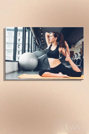 Yatay Kanvas Tablo Tekli Spor Salonu Fitness Eğitimi Eka Pada Rajakapotasan Güvercin Pozu 2340
