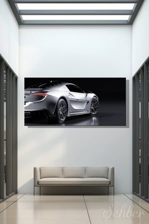 Kanvas Tablo Panoramik Yatay Tekli Ev Kafe Ofis Mercedes-AMG Gümüş Rengi Spor 2341