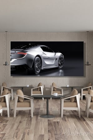 Kanvas Tablo Panoramik Yatay Tekli Ev Kafe Ofis Mercedes-AMG Gümüş Rengi Spor 2341