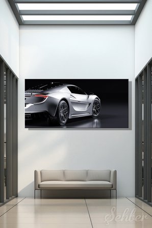 Kanvas Tablo Panoramik Yatay Tekli Ev Kafe Ofis Mercedes-AMG Gümüş Rengi Spor 2341