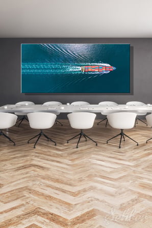 Panoramik Yatay Kanvas Tablo Tekli Ev Kafe Ofis Konteyner Gemisi Küresel Lojistik 2342