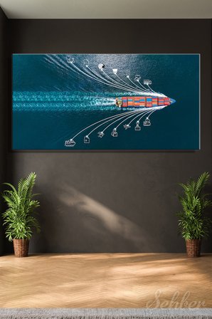 Panoramik Yatay Kanvas Tablo Tekli Lojistik İhracat İthalat Deniz Taşımacılığı Forwarder 2345