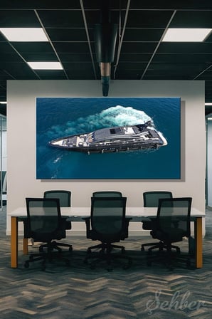 Panoramik Yatay Kanvas Tablo Tekli Ev Kafe Ofis Tecnomar Süper Lüks Gri Yat 2347