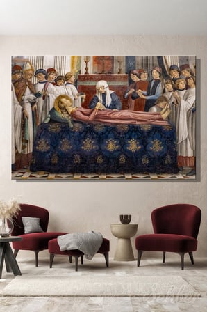Yatay Kanvas Tablo Tekli Ev Kafe Ofis Domenico Ghirlandaio 1477 Azize Fina'nın Cenazesi 2350