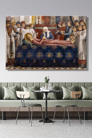 Yatay Kanvas Tablo Tekli Ev Kafe Ofis Domenico Ghirlandaio 1477 Azize Fina'nın Cenazesi 2350