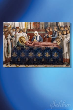 Yatay Kanvas Tablo Tekli Ev Kafe Ofis Domenico Ghirlandaio 1477 Azize Fina'nın Cenazesi 2350