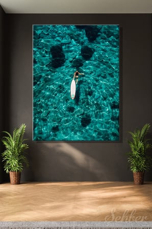 Kanvas Tablo Dikey Tekli Ev Kafe Ofis Wonder Nature Fotoğrah Okyanusta Sörf Yapan Kadın 2353