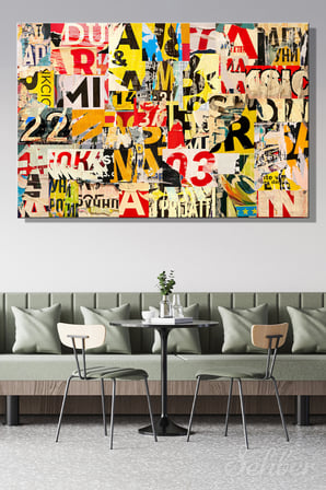 Dekoratif Yatay Kanvas Tablo Tekli Ev Kafe Ofis Pop Art Tarzı Yırtık Afiş Parçaları Kolaj 2362