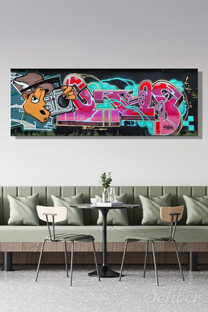 Kanvas Tablo Panoramik Yatay Tekli Ev Kafe Ofis 80'ler Hip Hop Tarzı Renkli Grafiti 2365