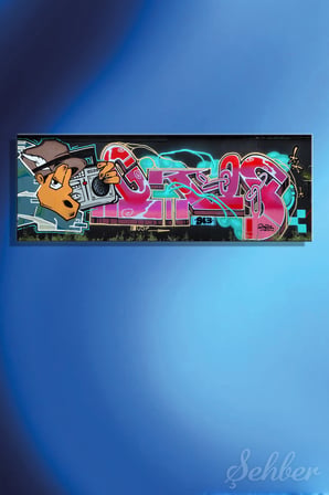 Kanvas Tablo Panoramik Yatay Tekli Ev Kafe Ofis 80'ler Hip Hop Tarzı Renkli Grafiti 2365