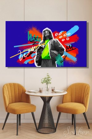 Kanvas Tablo Panoramik Yatay Tekli Ev Kafe Ofis Renkli Soyut Grafikler Grafiti Sokak Sanatı 2386