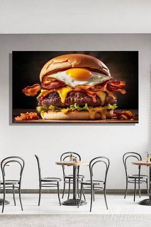 Yatay Kanvas Tablo Tekli Lokanta Fast Food Kafe Restoran Mutfak Gourmet Breakfast Burger 2393