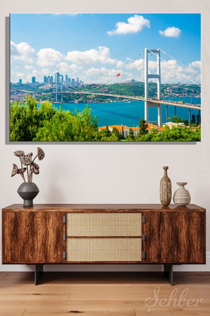 Yatay Kanvas Tablo Tekli Ev Kafe Ofis 15 Temmuz Şehitler Köprüsü Nakkaştepe'den Görünüm 2405