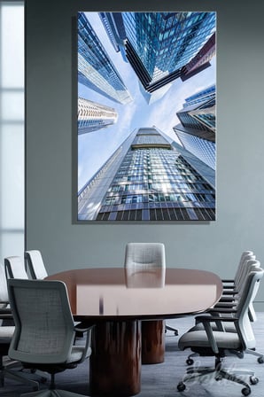 Kanvas Tablo Dikey Tekli Ev Kafe Ofis Almanya Frankfurt Finans Bölgesi Modern Gökdelenler 2415