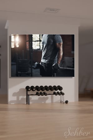 Dekoratif Yatay Kanvas Tablo Tekli Spor Salonu Fitness Eğitimi Dambıl Egzersiz Yapan Erkek 2436